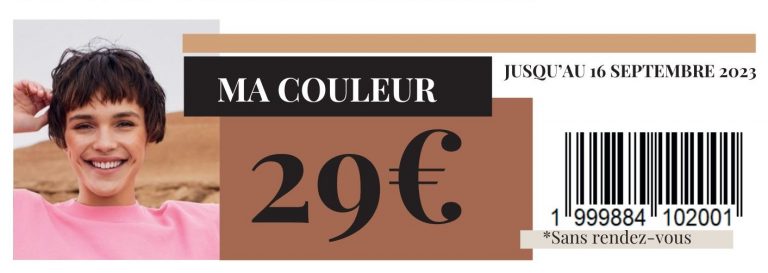 Coupon pour l'offre de la rentrée 2023 sur les couleurs aux salon Jean Louis Davis à Marseille